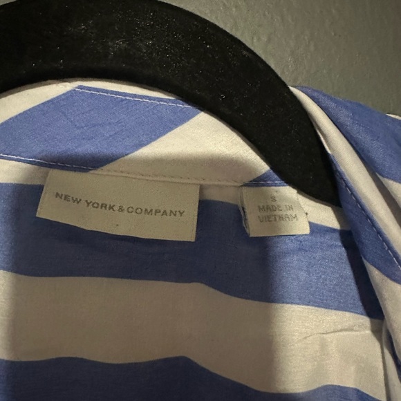 New York & Company blue striped button down swim cover up shirt size small - Picture 8 of 8
